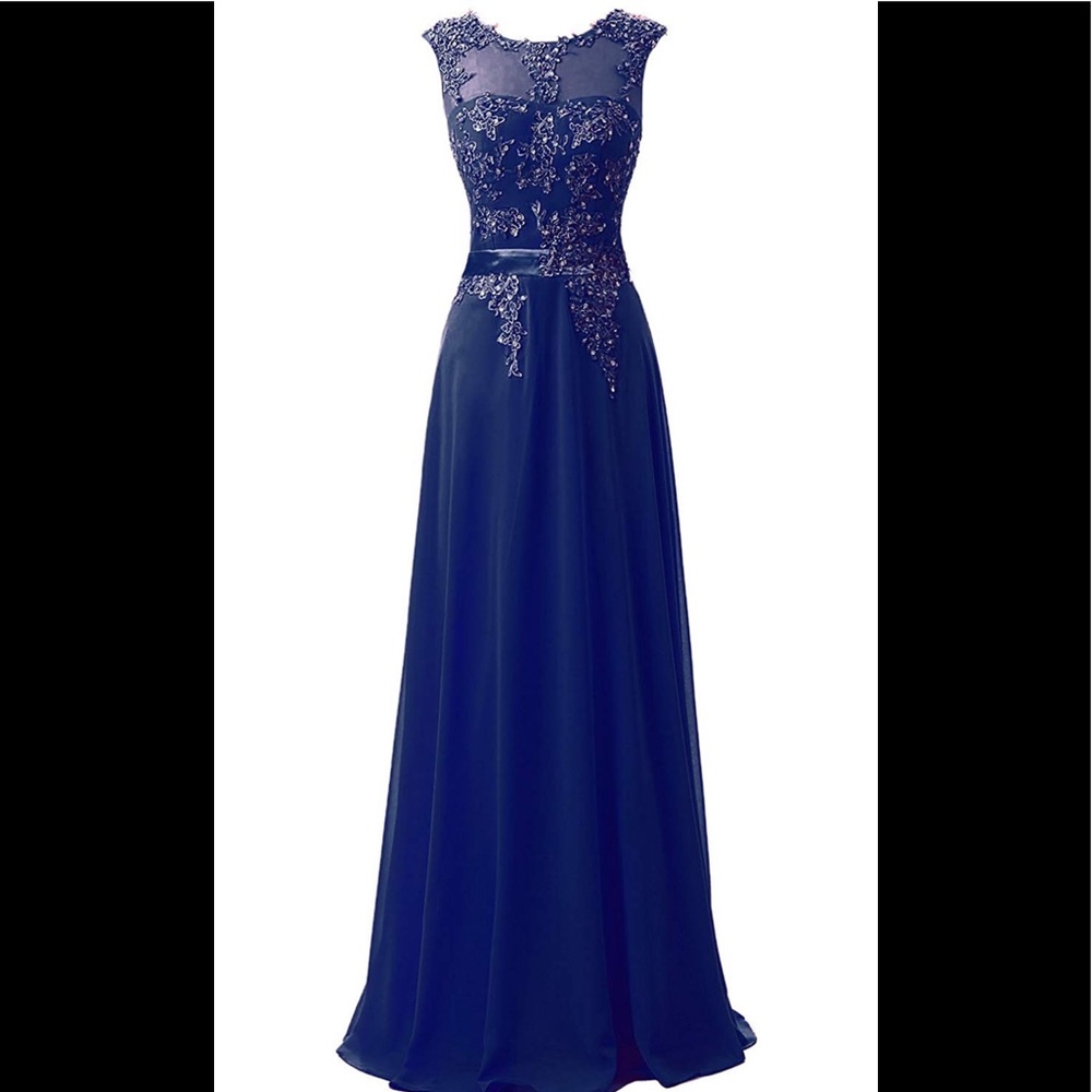 Navy Bridesmaid/Prom Beaded Lace Corset Dress